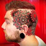 Tattoo by Cammy Stewart #RedandBlack #RedandBlackTattoos #Blackwork #Dotwork #Geometric #Abstract #CammyStewart