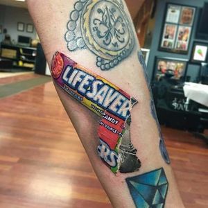 Candy tattoo by Pony Lawson. #candy #sweet #lifesaver