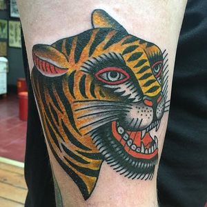 Tiger Tattoo by Bailey Hunter Robinson #tiger #BertGrimm #oldschool #traditional #BaileyHunterRobinson