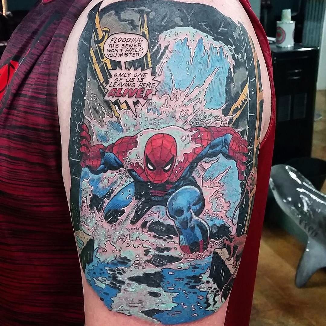 Marvel Comic Sleeve Tattoo by Alan Aldred TattooNOW