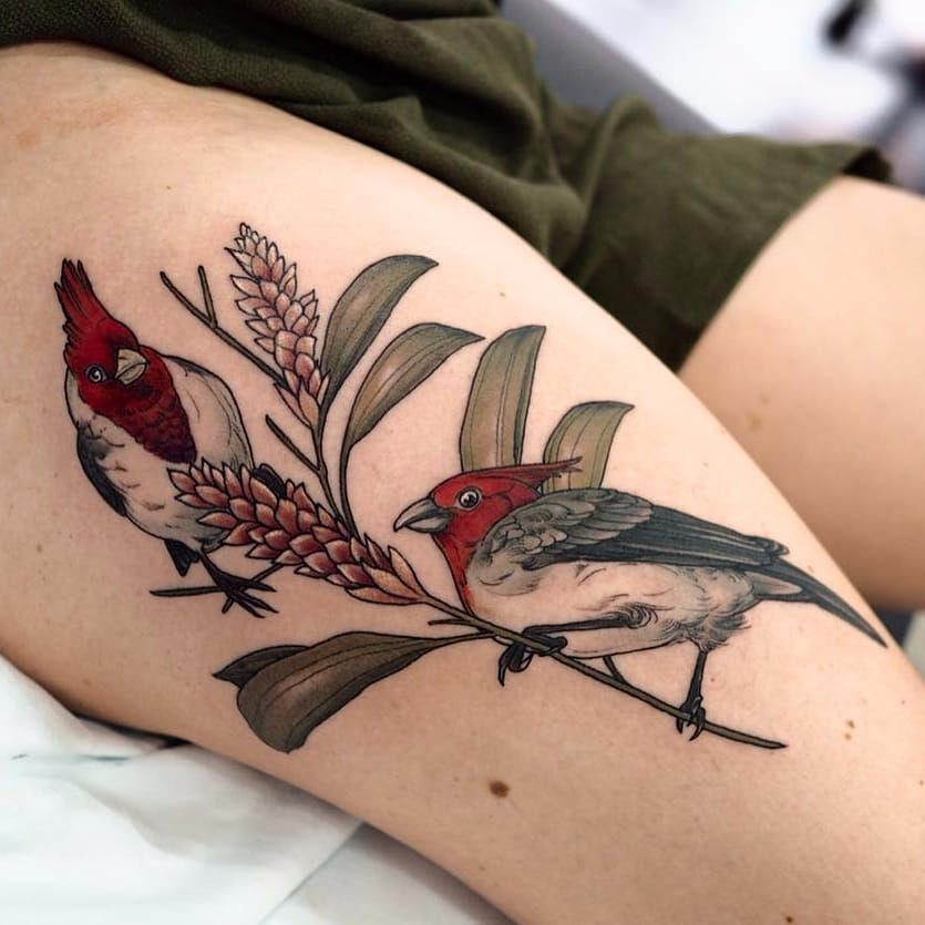 Wolf Hart Tattoo  By anderummel cardinal flower putabirdonit 