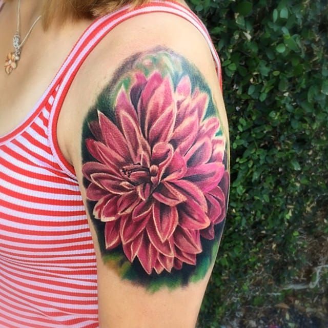 Sister tattoos  Red carnation and red dahlia intertwined  Sacred Lotus  Tattoo Shop  Jessica Guillory  rtattoo