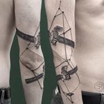 Powerful blackwork constellation tattoo by Sven Rayen #SvenRayen #satellite #blackwork #star #stars #constellation