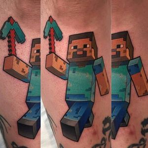 Steve Minecraft tattoo by @shawnvanoven143 #steve #minecraft #minecrafttattoo #gamertattoo