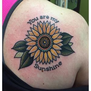 A heartwarming symbol of love. Sunflower tattoo by Branden Gelineau. #sunflower #quote #flower #neotraditional #BrandenGelineau