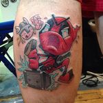 Deadpool chibi tattoo by Mark Ford. #newschool #chibi #MarkFord #deadpool #marvel #comics