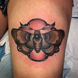 Moth and frame tattoo by Sydney Dyer. #moth #frame #insect #neotraditional #SydneyDyer