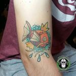 Magikarp Tattoo by Toby Burr #magikarp #magikarptattoo #pokemon #pokemontattoo #pokemontattoos #koi #koitattoo #koitattoos #fish #fishtattoo #TobyBurr