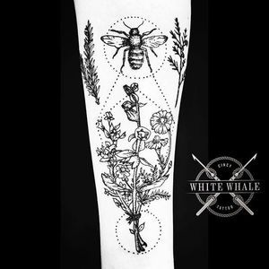Bouquet tattoo by White Wale Tattoo.#bouquet #flower #linework #whitewaletattoo