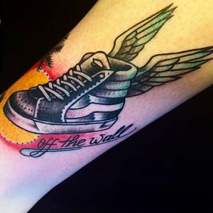 Vans Shoe with wings Tattoo by Grand Larzeny @Larzfrmarz #Vans #VansTattoo #Shoe #ShoeTattoo
