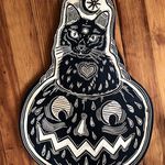 Jack O'Lantern and Cat via instagram deerjerk #flashartinspired #art #artshare #woodcarving #relief #cat #pumpkin #jackolantern #halloween #deerjerk