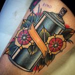 Spray Can Tattoo by Andrew John Smith #spraycan #spraycantattoo #graffiti #graffititattoo #streetart #artistictattoo #AndrewJohnSmith