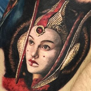 Queen Amidala Tattoo by Chad Jacob #QueenAmidala #Portrait #ColorPortrait #PortraitTattoos #ColorRealism #ChadJacob #QueenAmidala #queen