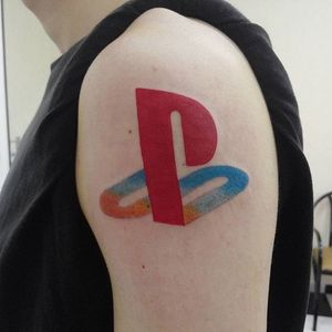 PlayStation-inspired tattoo by Juliano Pires. #logo #playstation #sony #nostalgia #videogames #retro #childhood
