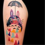 Totoro tattoo by Loreprod #Loreprod #surrealistic #graphic #totoro #rabbit #umbrella