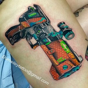 Borderlands Gun Tattoo by Dom Wiley #Borderlands #Gaming #gamingtattoos #DomWiley