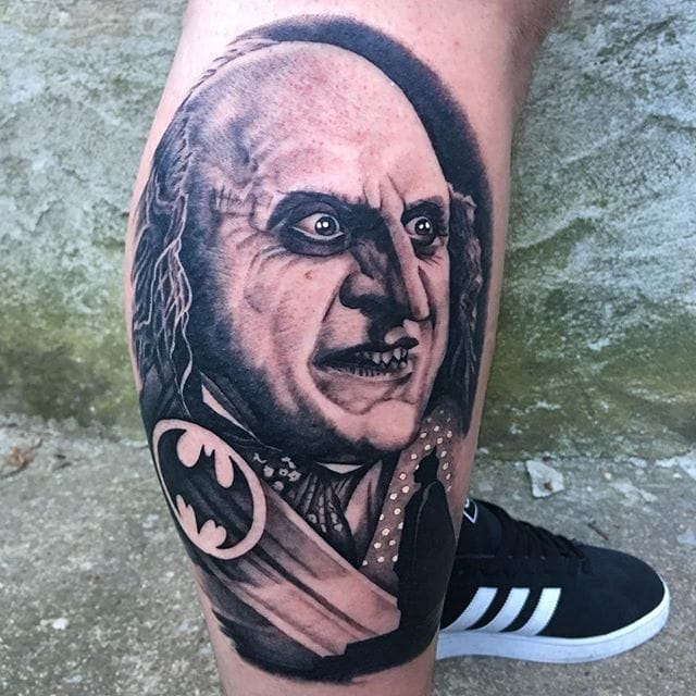 Tattoo uploaded by Robert Davies • Penguin Tattoo by Ron Mur #thepenguin # penguin #batman #batmanink #dannydevito #batmancomic #comics #portrait  #RoNMur • Tattoodo