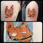 Garfield tattoo, artist unknown. #offbeat #Garfield #comic #cartoon #cat