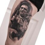 Johnny Cash Portrait Tattoo by Veronique Imbo @veroniqueimbo #veroniqueimbo #realisticportrait #johnnycash #music #musician #portrait #realistic