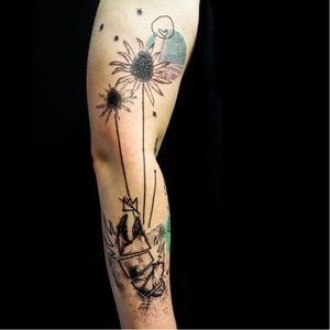 Graphic tattoo by Köfi #Köfi #graphic #contemporary #flower