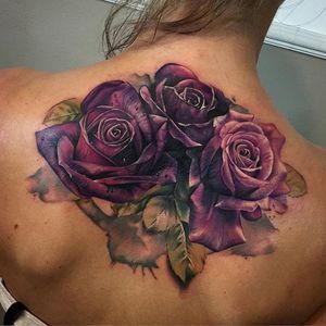 Roses Tattoo by David Giersch #rose #rosetattoo #flower #flowers #floral #watercolor #watercolortattoo #watercolorrealism #portraitrealism #colorrealism #DavidGiersch