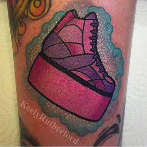 Sparkling platform shoe Spice girls tattoo by @keelyrutherford #platformshoe #spicegirlstattoo #spicegirls