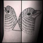 Blackwork twin birds tattoo by Sylvie le Sylvie. #SylvieLeSylvie #blackwork #pattern #bird