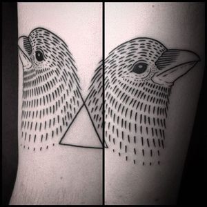Blackwork twin birds tattoo by Sylvie le Sylvie. #SylvieLeSylvie #blackwork #pattern #bird