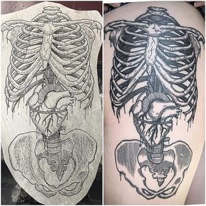 Rib Cage Tattoo by Jason Messner #ribcage #ribcagetattoo #bone #bonetattoo #skeleton #skeletontattoo #JasonMessner