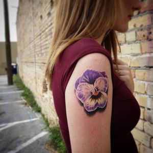 Color realism violet tattoo by Aaron Is. #violet #flower #purple #realism #colorrealism #AaronIs