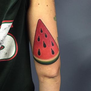 Watermelon tattoo by Terry Grow. #watermelon #fruit #tropical #melon #juicy #traditional #summer