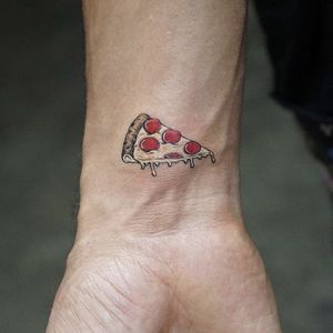 Pizza by Mr.K #Mr.K #color #micro #pizza #pepperoni #tattoooftheday