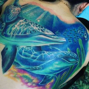 Underwater dolphin scene by Donald Tattoo. #realism #colorrealism #underwater #dolphin #DonaldTattoo