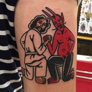 Devil and Jesus #WanTattooer #funny
