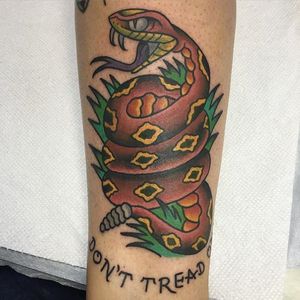 Rattlesnake Tattoo by Steve Candelario #rattlesnake #snake #traditional #SteveCandelario