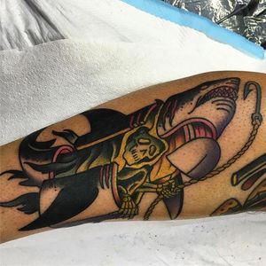 Shark Reaper tattoo by Sam Kane #reaper #shark #creative #grimreaper #SamKane