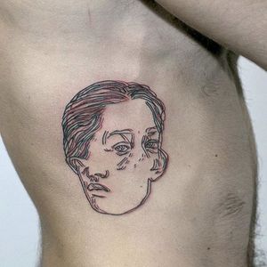 Overlay portrait tattoo by Nick Avgeris. #NickAvgeris #alternative #contemporary #overlay #portrait #weird #uncanny