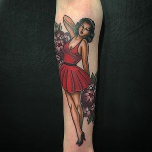 Pin-up tattoo by Gigi #Gigi #traditional #pinup #traditionalstyle #oldschoolgirl
