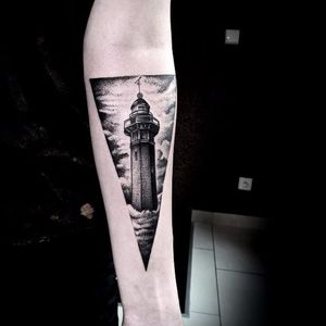 Lighthouse tattoo by Sucha Igla #SuchaIgla #dotwork #blackwork #lighthouse