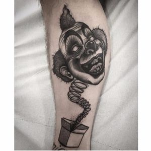 Clown tattoo by Abes #Abes #blackwork #surrealistic #clown