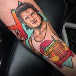 Kurt Russell as Jack Burton in Big Trouble in Little China by Chad Newsom (IG—chadnewsomtattoos). #BigTroubleinLittleChina #ChadNewsom #JackBurton #KurtRussell #portraiture