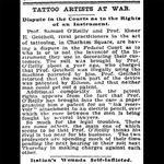 “Tattoo Artists at War.” The New York Times, January 1, 1900. #Historical #Tattooing #SamOReilly #TattooMachine