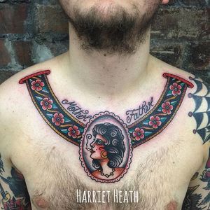 Collar Tattoo by Harriet Heath #collar #oldschool #traditional #HarrietHeath #mother #father