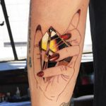 Heart of Gold tattoo by Shannon Perry #ShannonPerry #jeweltattoos #color #linework #hand #nails #nailpolish #gold #crystal #gem #rock #jewel #realism #realistic #hyperrealism #tattoooftheday