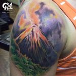 Volcano by Capone (via IG -- tattoosbycapone) #capone #volcano