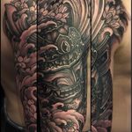 Beautiful black and grey samurai tattoo by Chris Crooks. #chriscrooks #samurai #Japanesestyle #japanese #blackandgrey