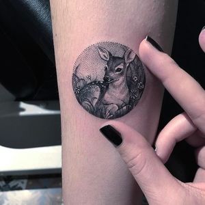 Miniature Deer Tattoo by Eva #Miniature #mini #scenery #eva #deer