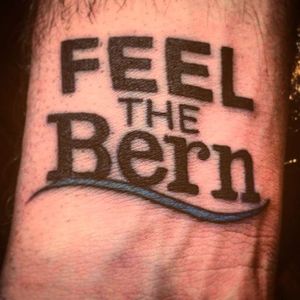 ‘Feel the Bern tattoo’ of Christopher Ray. #feelthebern #BernieSanders #election2016 #2016