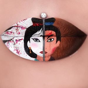Mulan lip art by Jazmina Danie. #JazminaDaniel #makeupartist #lipart #makeupart #mulan #disney #disneyprincess