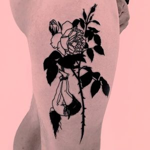 Blackwork tattoo. #ThornWalker #blackwork #alternative #shibari #bondage #woman #rose